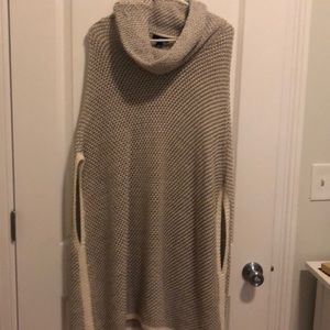 Tan sweater poncho